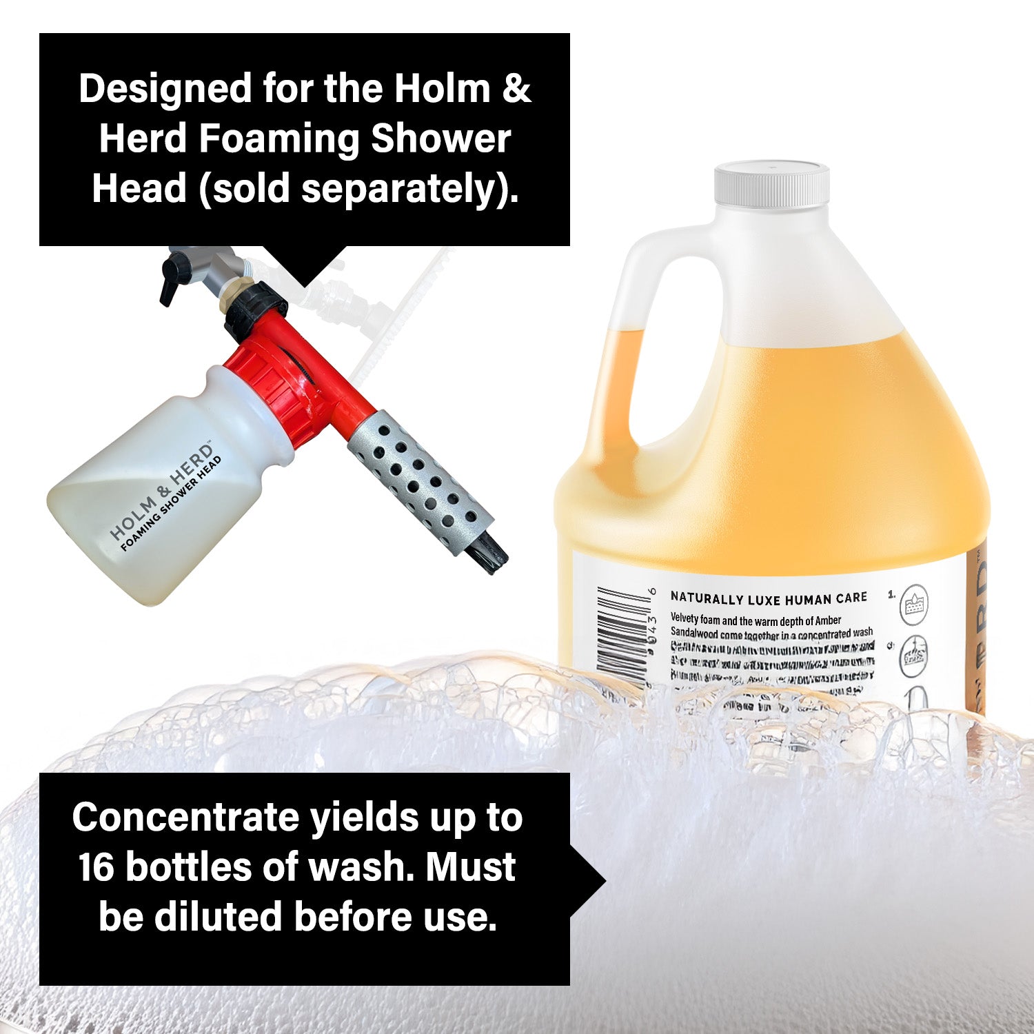 Amber Sandalwood Luxe Foaming Hair and Body Wash Concentrate - 1 Gallon