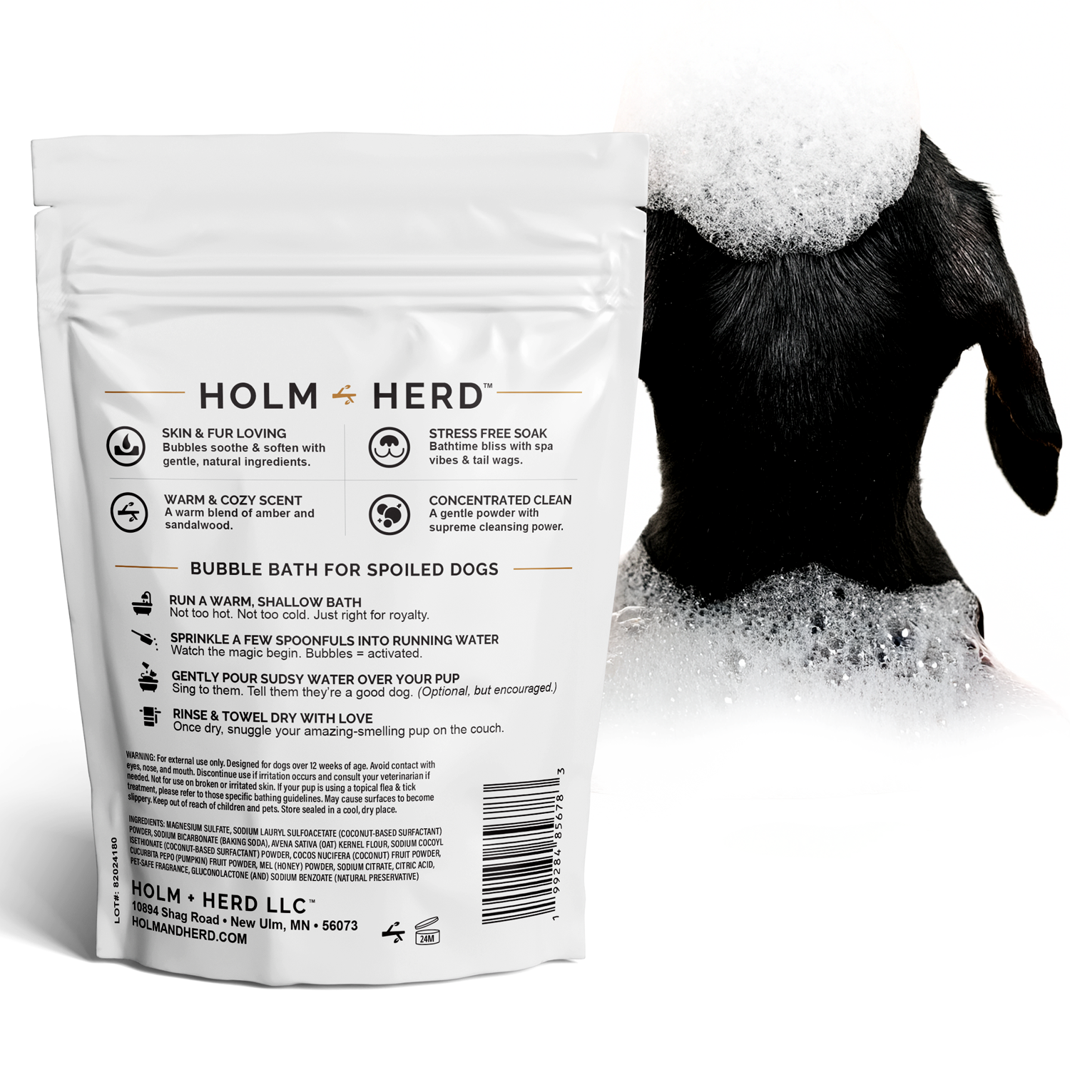 AMBER SANDALWOOD DOG BUBBLE BATH POWDER