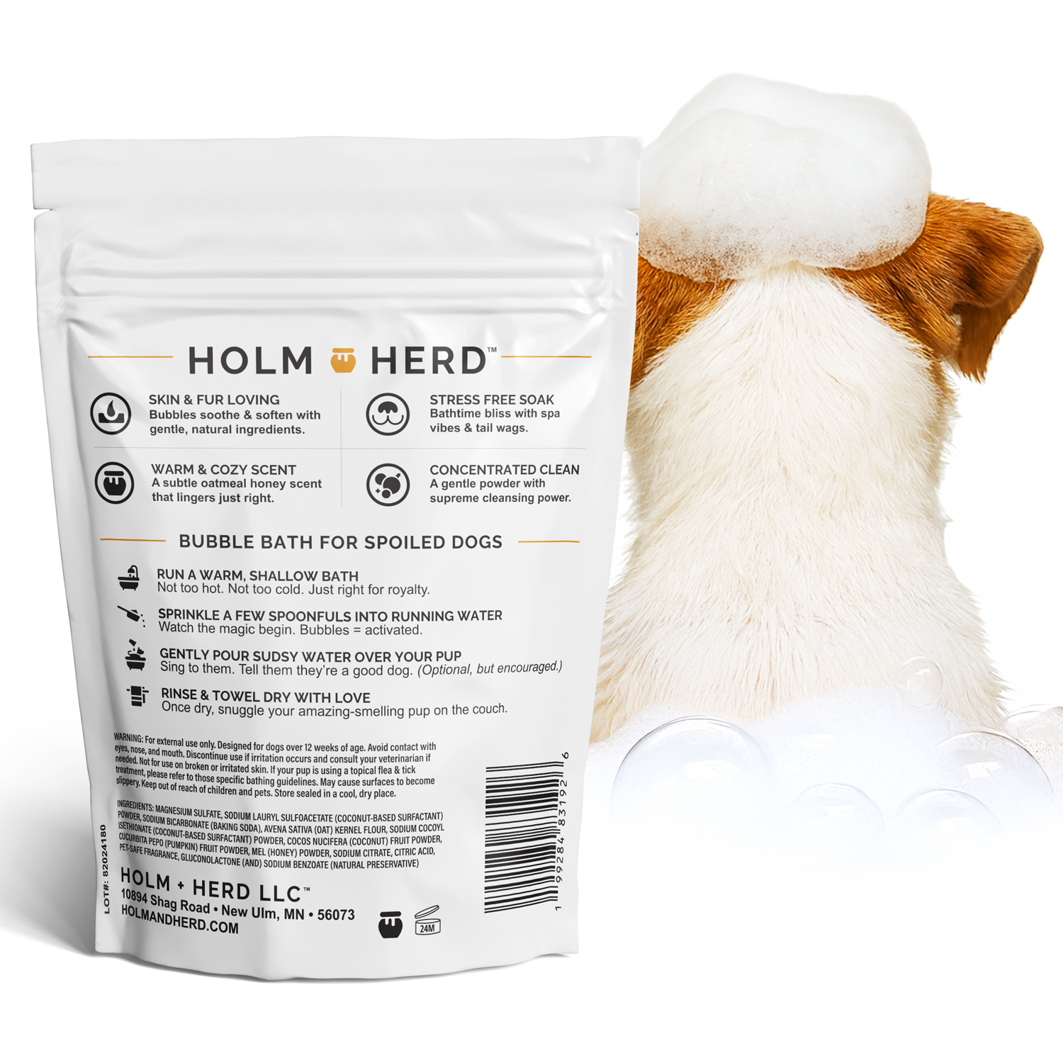 OATMEAL HONEY DOG BUBBLE BATH POWDER