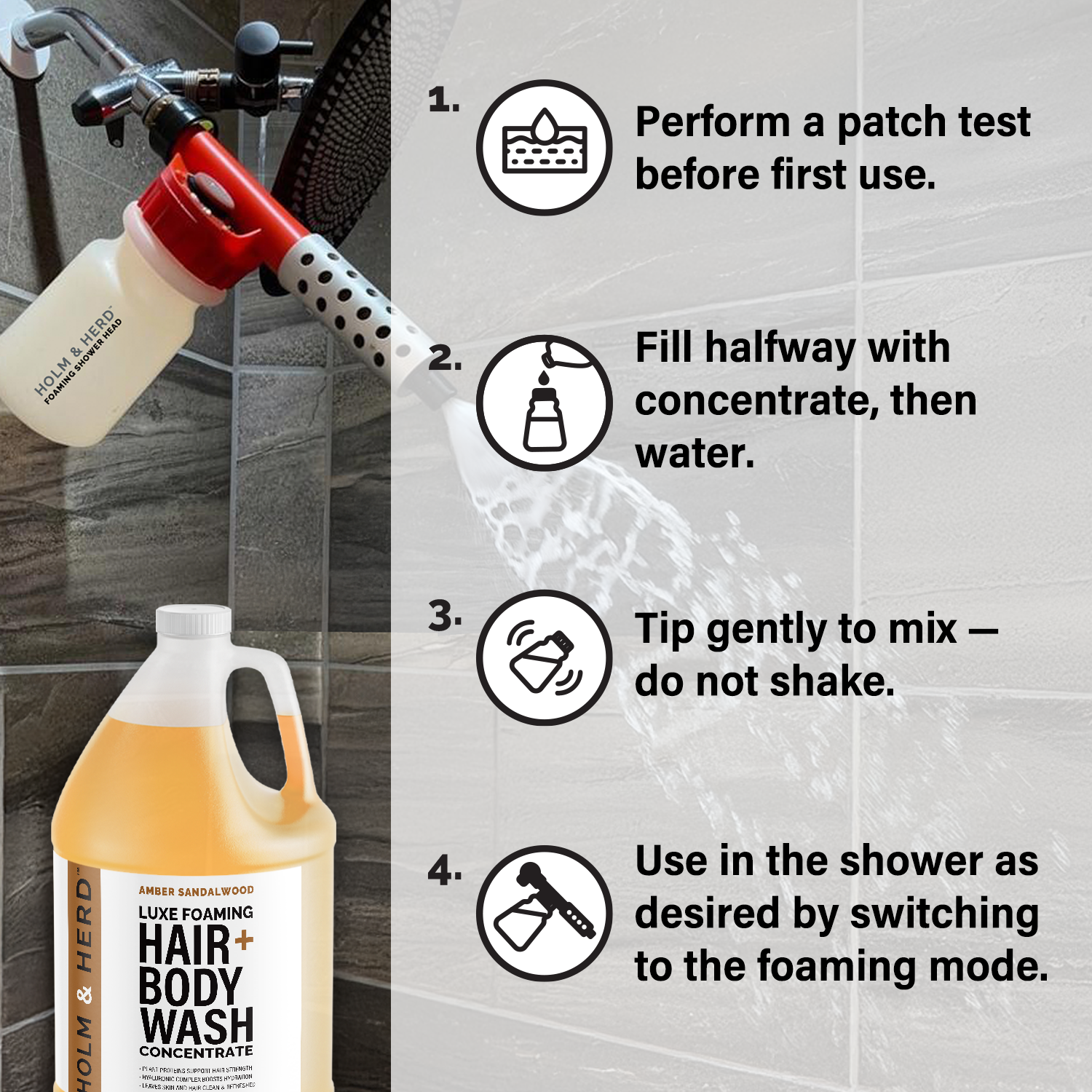 Amber Sandalwood Luxe Foaming Hair and Body Wash Concentrate