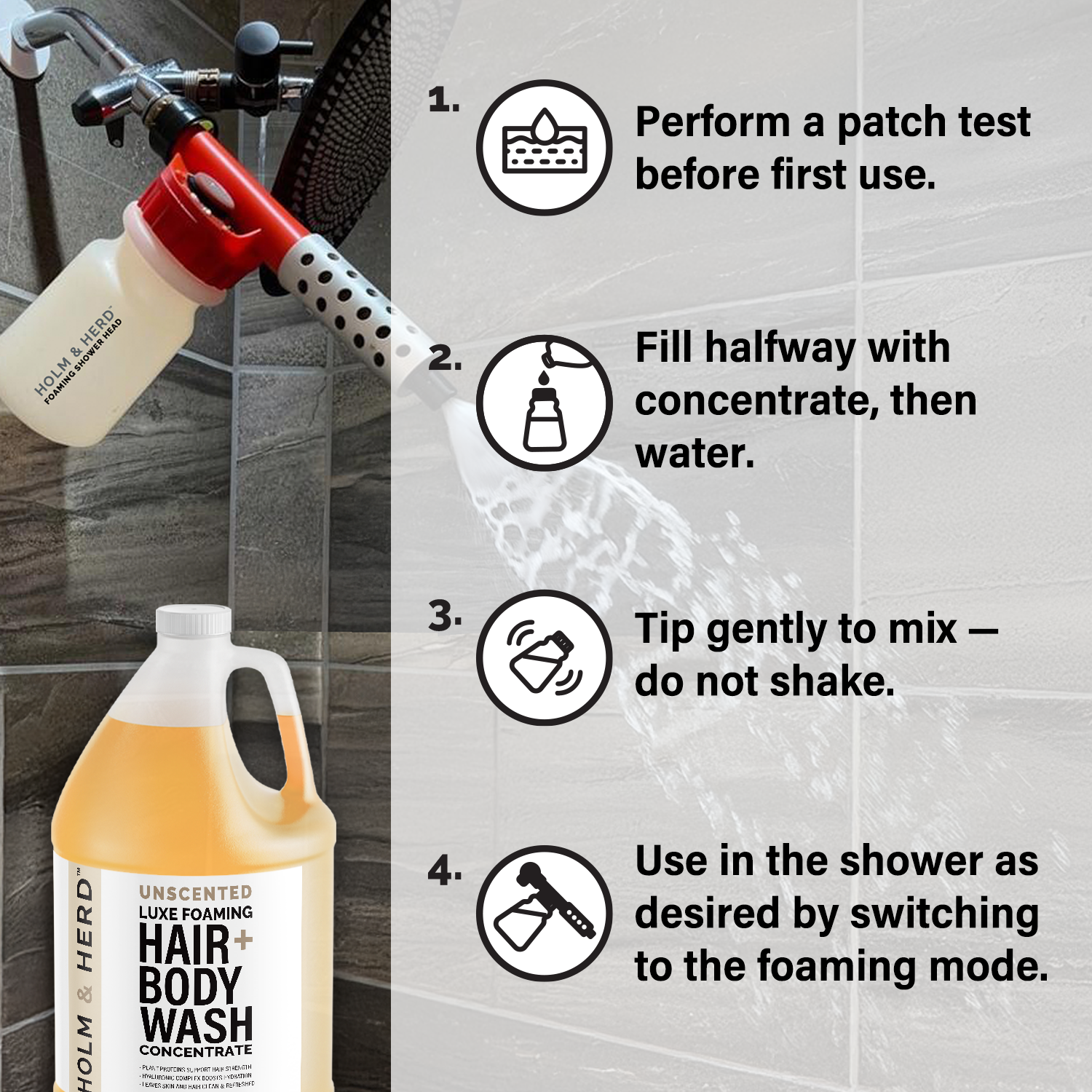 Unscented Luxe Foaming Hair and Body Wash Concentrate