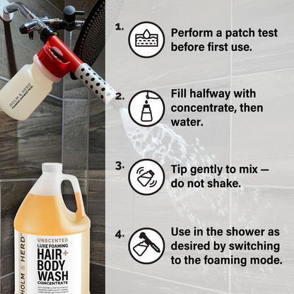 Unscented Luxe Foaming Hair and Body Wash Concentrate