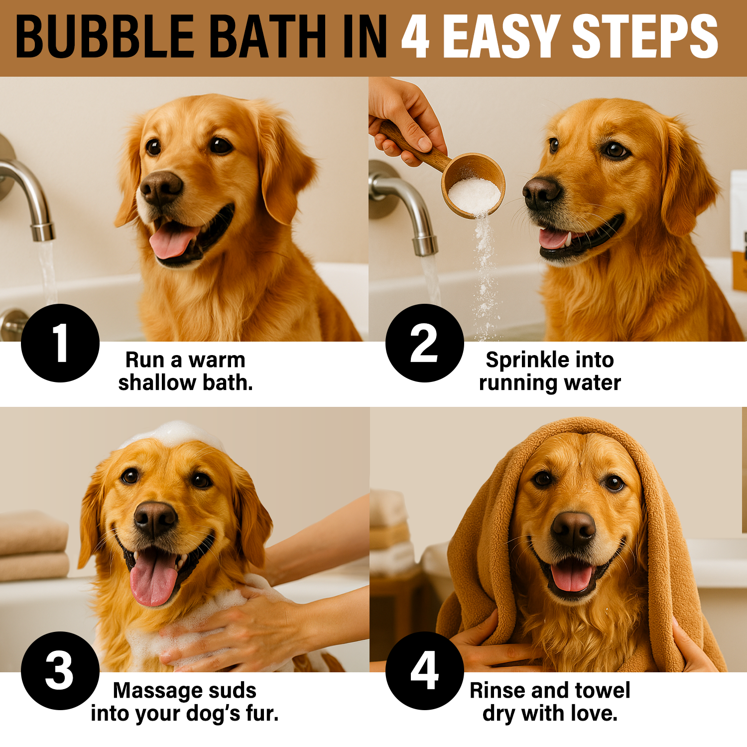 AMBER SANDALWOOD LUXE DOG BUBBLE BATH POWDER