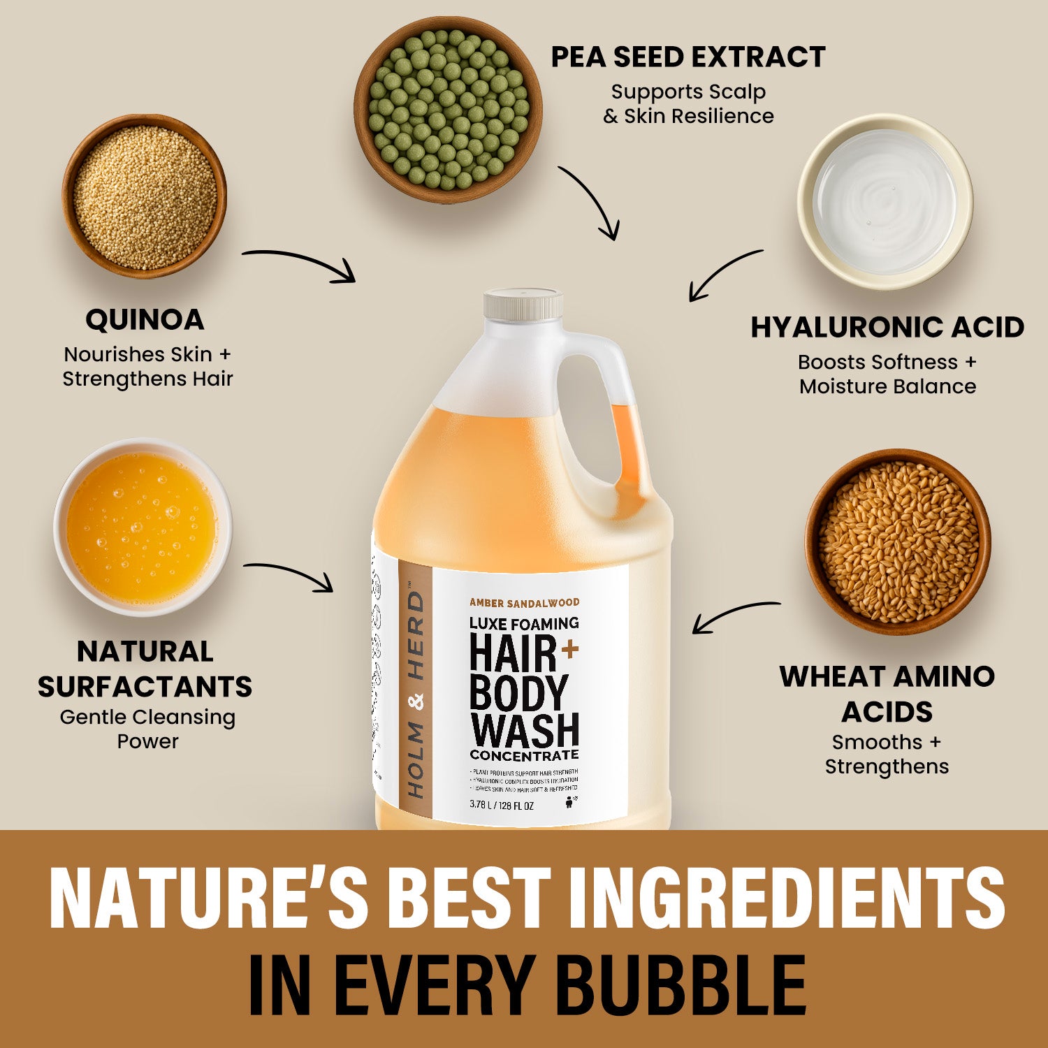 Amber Sandalwood Luxe Foaming Hair and Body Wash Concentrate