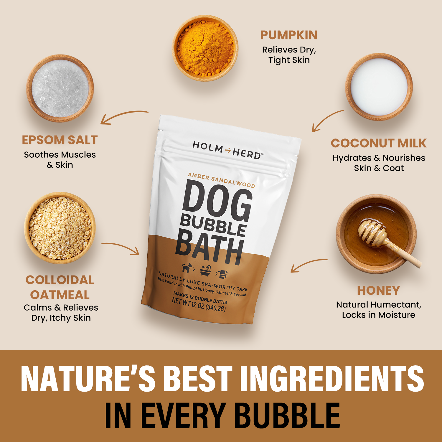 AMBER SANDALWOOD LUXE DOG BUBBLE BATH POWDER