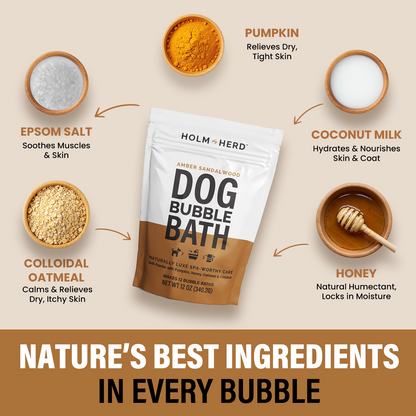 AMBER SANDALWOOD LUXE DOG BUBBLE BATH POWDER