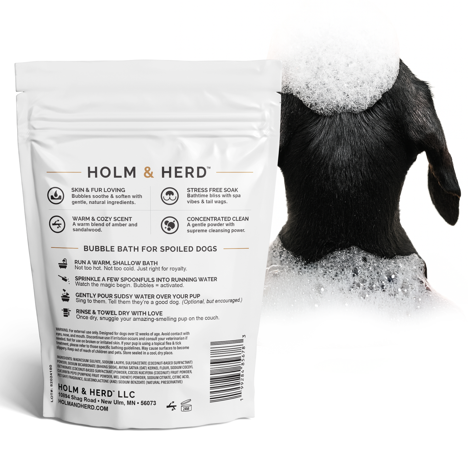 AMBER SANDALWOOD LUXE DOG BUBBLE BATH POWDER