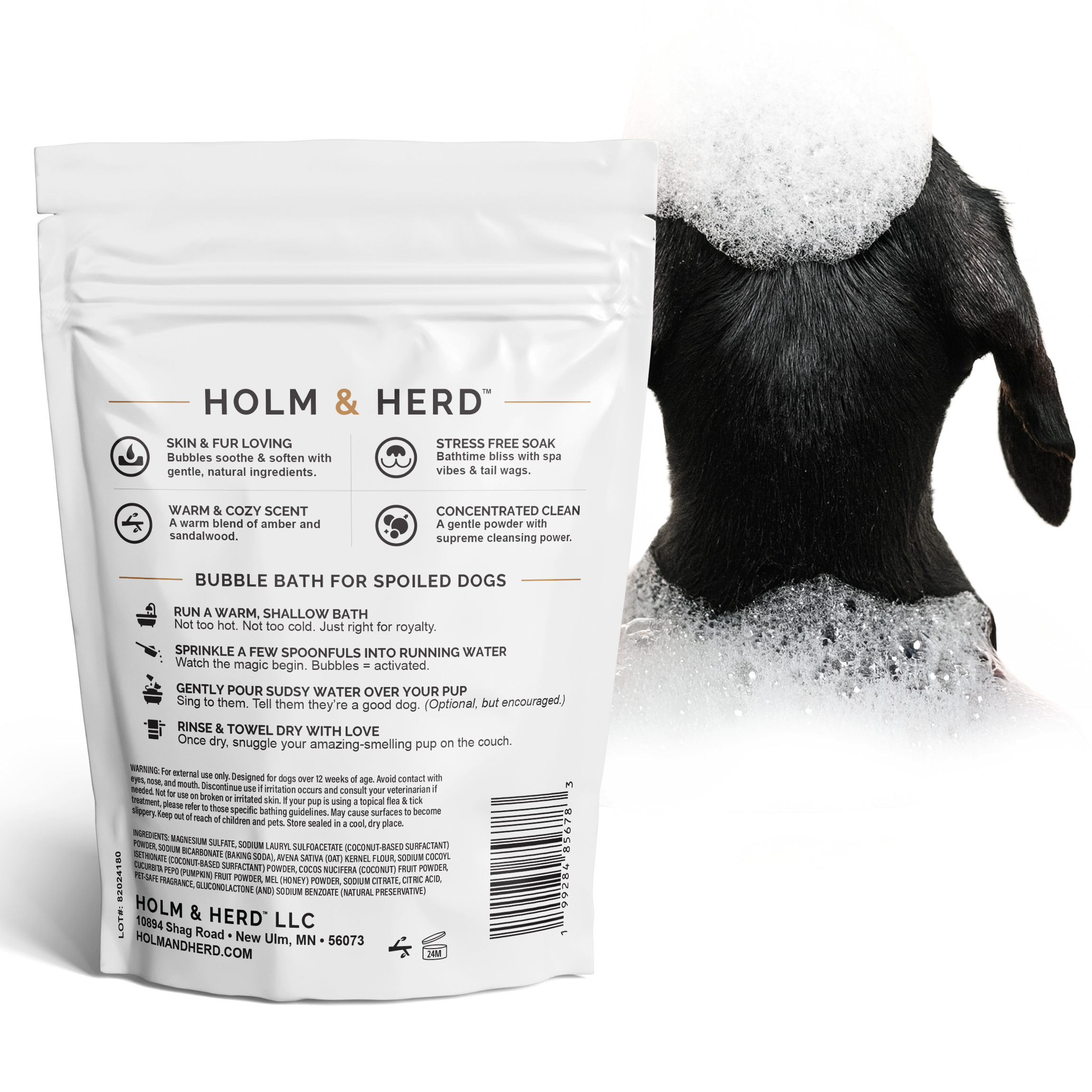 AMBER SANDALWOOD LUXE DOG BUBBLE BATH POWDER