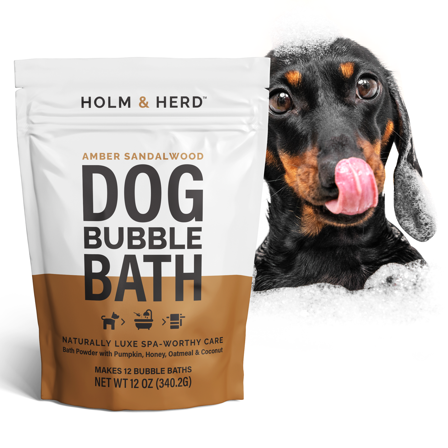 AMBER SANDALWOOD LUXE DOG BUBBLE BATH POWDER