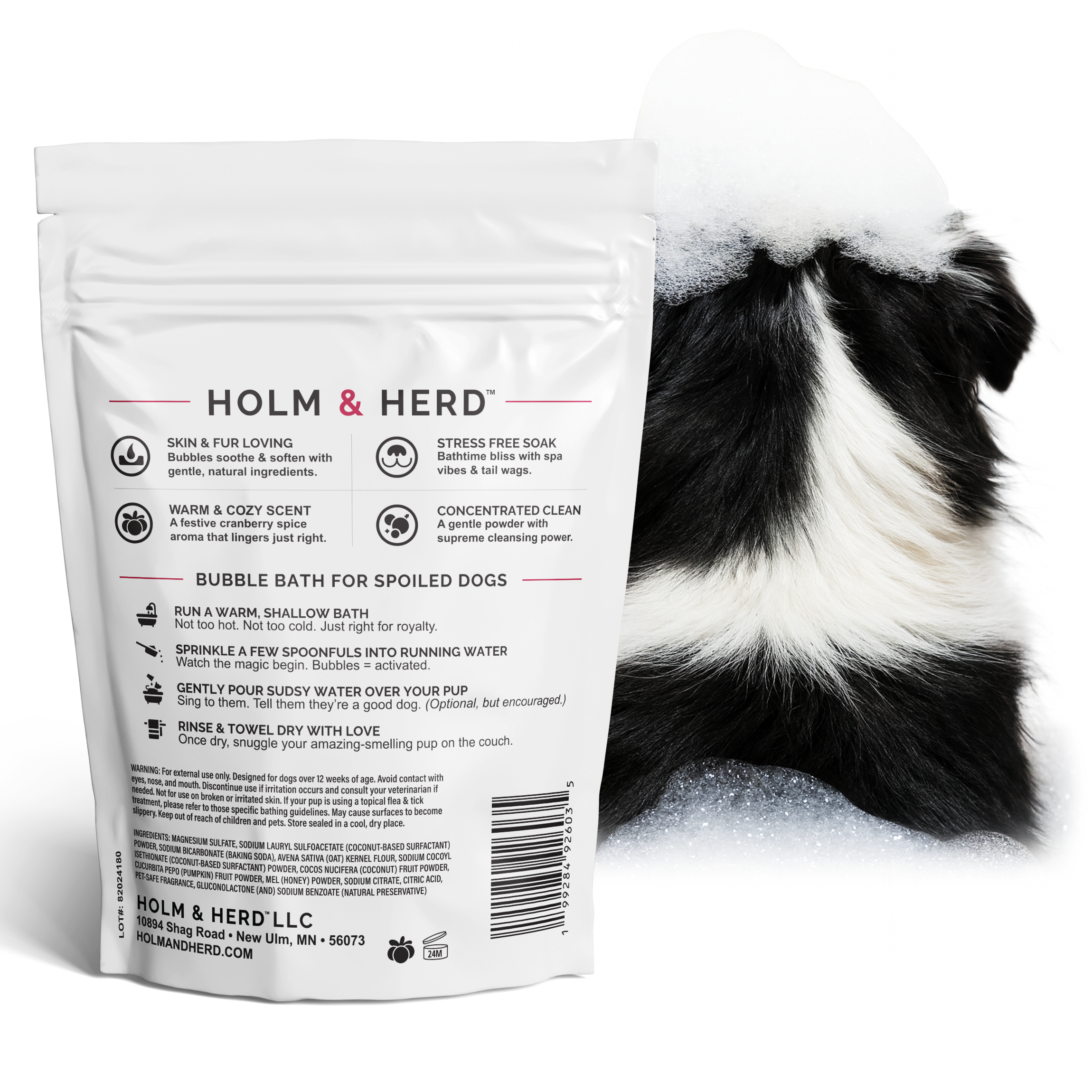 CRANBERRY SPICE LUXE DOG BUBBLE BATH POWDER